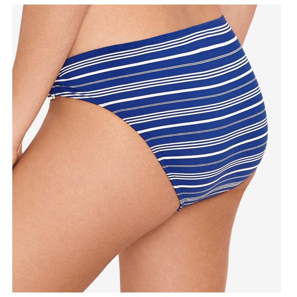 Lauren Ralph Lauren Women's Striped Blue and White Bikini Bottom, Size 14 - Picture 9 of 9